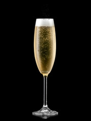 Glass with cold champagne