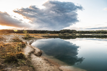 landscape with lake and clouds