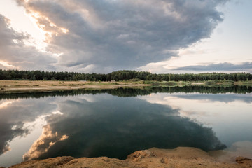 storm clouds over the lake