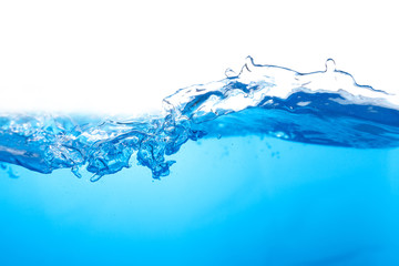 Water splash with bubbles of air, isolated on the white background.