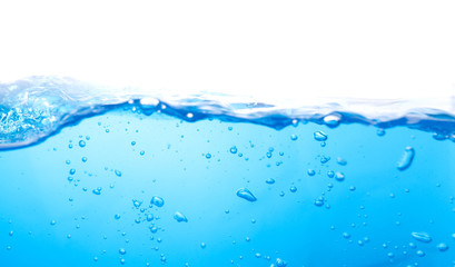 Water splash with bubbles of air, isolated on the white background.