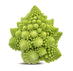 Roman cauliflower isolated on white background with clipping path