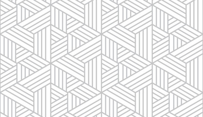 Abstract geometric pattern with stripes, lines. Seamless vector background. White and grey ornament. Simple lattice graphic design,
