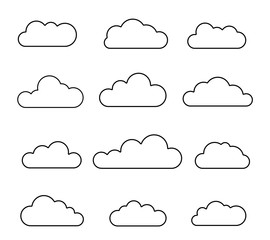 White clouds on a white background - stock vector.