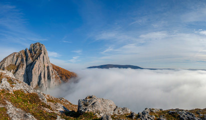 Above the clouds in Valisoara Gorges in Apuseni Mountains, Transylvania, Romania