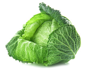 Obraz premium Fresh savoy cabbage on white background