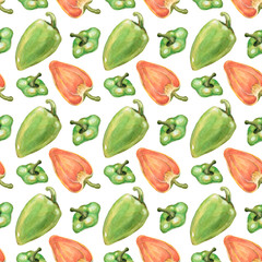 watercolor pattern with bright peppers 2