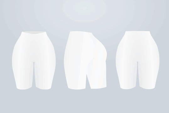 White Woman Sport Elastic Shorts. Vector Illustration