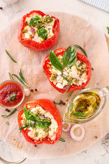 Tasty stuffed pepper on table