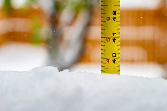 Measuring The Snow Depth With Ruler 40 Feet