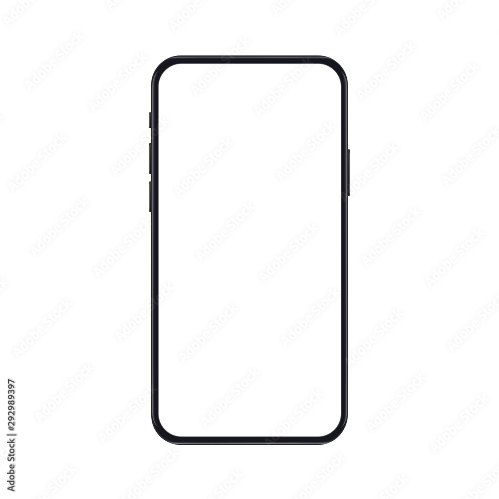 Leinwandbilder High quality realistic new version of smartphone with blank white screen. Realistic vector mockup phone for visual ui app demonstration