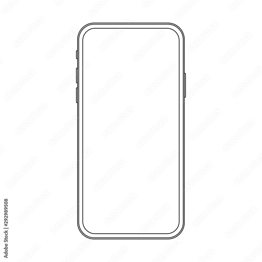Poster outline line drawing modern smartphone. elegant thin stroke line style design