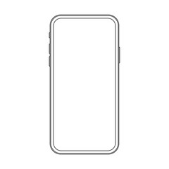 Outline line drawing modern smartphone. Elegant thin stroke line style design