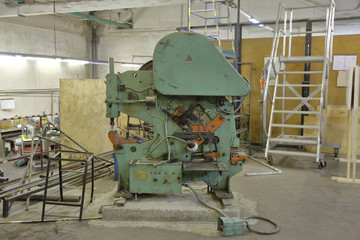 Retro industrial machine for metalworking in the factory workshop