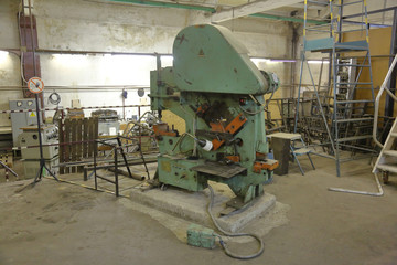 Retro industrial machine for metalworking in the factory workshop