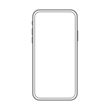 Outline line drawing modern smartphone. Elegant thin stroke line style design