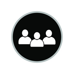 Team icon with balck background. Teamwork symbol vector