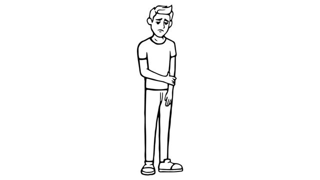Boy Sad whiteboard animation 4K footage