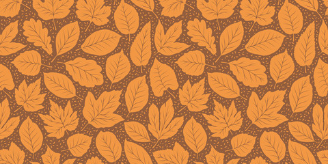 Leaf fall seamless background. Autumn pattern. Vector illustration