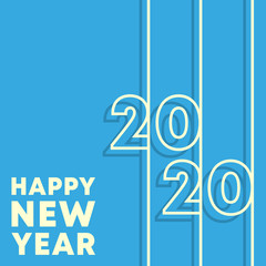 2020 Happy New Year background. Minimal line design template for typography, printing products, flyer, brochure covers or invitation cards. Vector illustration