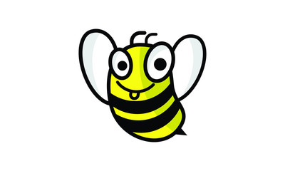 Cartoon Bee with Googly Eyes A Cheerful and Whimsical Illustration on a White Background