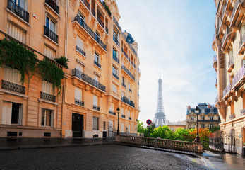 Naklejka premium eiffel tour and Paris street