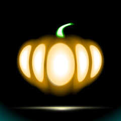 Glow Isolated neon sign of Pumpkin logo for night template decoration covering on black background. Concept of Halloween or Thanksgiving day. Signboard shiny light plant. Vector Illustration.
