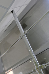 Steel chrome tubes in the decoration of modern room