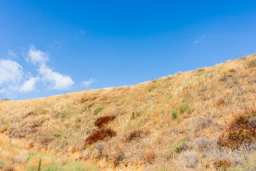 dry grass landscape in the mountains