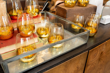 Drinking Glasses with ombré Golden Metallic Color