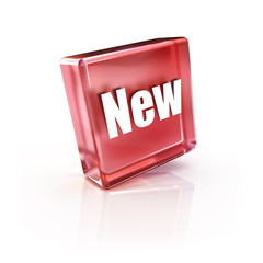 new tag label lock glossy 3D icon in red hot color for the concepts of new product or service availability