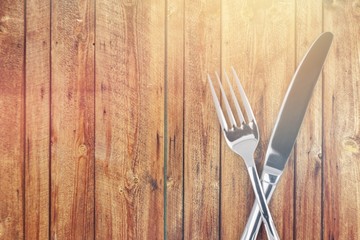 Knife and fork isolated on white background
