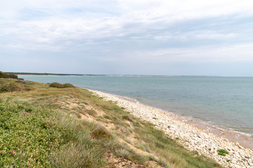 Fototapeta na wymiar Deserted beach wild atlantic ocean in Vendée St Vincent sur Jard France