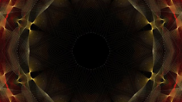 Seamless abstract kaleidoscope sparkling particle pattern on black