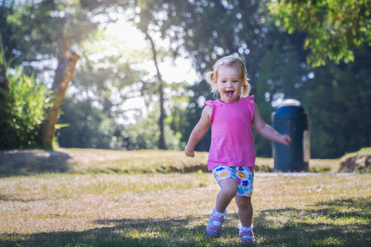 little girl running
