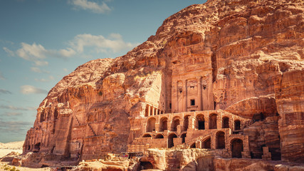The Urn Tomb with the courtyard and the doric colonnades on two sides, Petra, Jordan