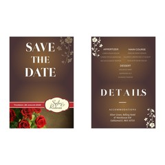 Rose Flower With Brown Background Wedding Invitation Template
