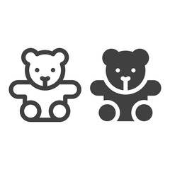 Obraz premium Teddy bear line icon isolated on white