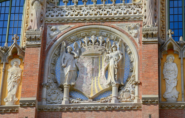 Obraz premium The ensemble of buildings of the Hospital of the Holy Cross and St. Paul (Sant Pau) was founded in 1401 when six medieval hospitals of Barcelona were combined.