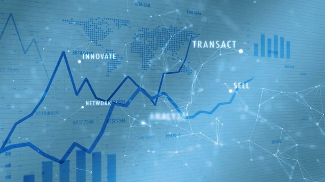 Modern business network charts on artistic shiny animation background.