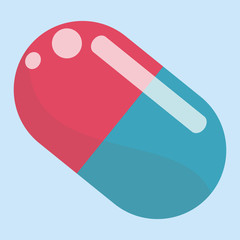 Vector cartoon illustration of a pill.