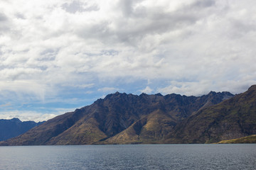 Fototapeta na wymiar View of lake Wakatipu from a boat, Queenstown