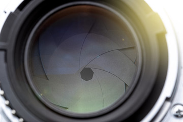 DSLR fifty millimeter lens aperture blades closeup macro