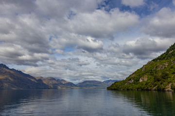 Fototapeta premium View of lake Wakatipu from a boat, Queenstown
