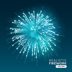 Large Blue Realistic Firework Vector