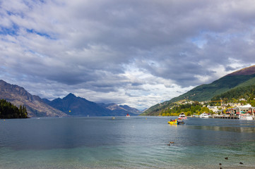 View of lake Wakatipu from a boat, Queenstown