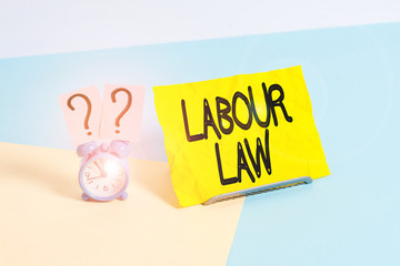 Handwriting text writing Labour Law. Conceptual photo Rules implemented by the state between...