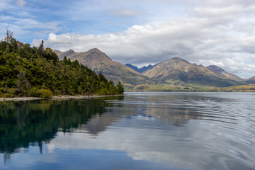 Naklejka premium View of lake Wakatipu from a boat, Queenstown