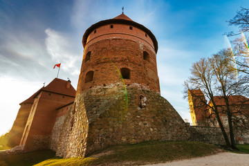 Trakai castle in Lithuania during sunset. One of the most popular tourism objects in Lithuania.