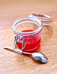 sweet jelly jar with spoon